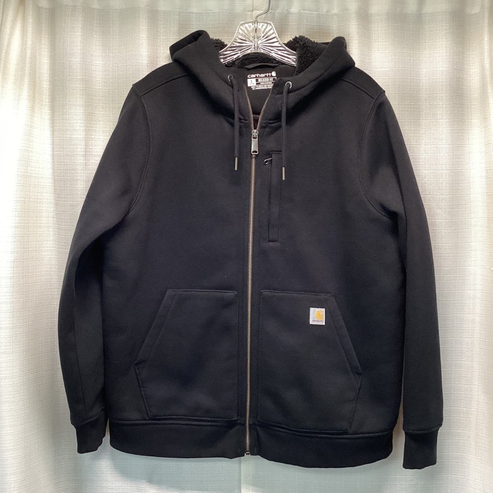 Carhartt Relaxed Fit Sherpa Lined Full Zip Hoodie Black Womens L 12-14 Gorpcore
